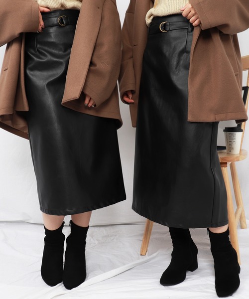 PairPair(ペアペア)の「ベルト付きナロースカート(スカート・レディース・モカ/アイボリー/ブラック/ベージュ/ネイビー/ライトグリーン・FREE)」の3枚目の写真