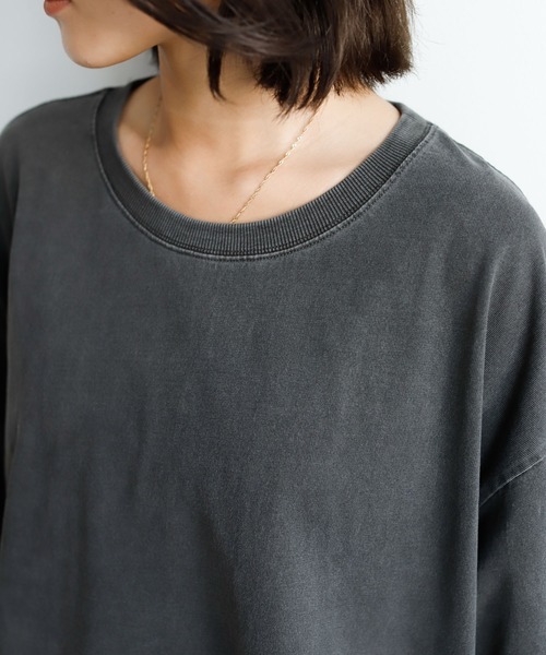 Auntie Rosa Holiday（アンティローザホリデー）の「ウォッシュドへヴィーコットンビッグT（Tシャツ/カットソー・レディース・チャコールグレー/ベージュ/パープル/カーキ/イエロー/グリーン・FREE）」の12枚目の写真