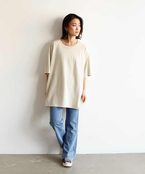 Auntie Rosa Holiday（アンティローザホリデー）の「ウォッシュドへヴィーコットンビッグT（Tシャツ/カットソー・レディース・チャコールグレー/ベージュ/パープル/カーキ/イエロー/グリーン・FREE）」の17枚目の写真