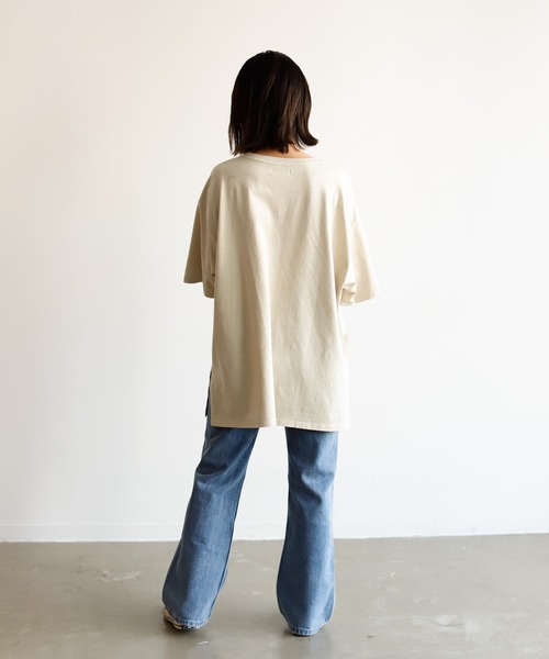 Auntie Rosa Holiday（アンティローザホリデー）の「ウォッシュドへヴィーコットンビッグT（Tシャツ/カットソー・レディース・チャコールグレー/ベージュ/パープル/カーキ/イエロー/グリーン・FREE）」の19枚目の写真