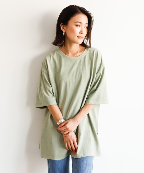 Auntie Rosa Holiday（アンティローザホリデー）の「ウォッシュドへヴィーコットンビッグT（Tシャツ/カットソー・レディース・チャコールグレー/ベージュ/パープル/カーキ/イエロー/グリーン・FREE）」の20枚目の写真