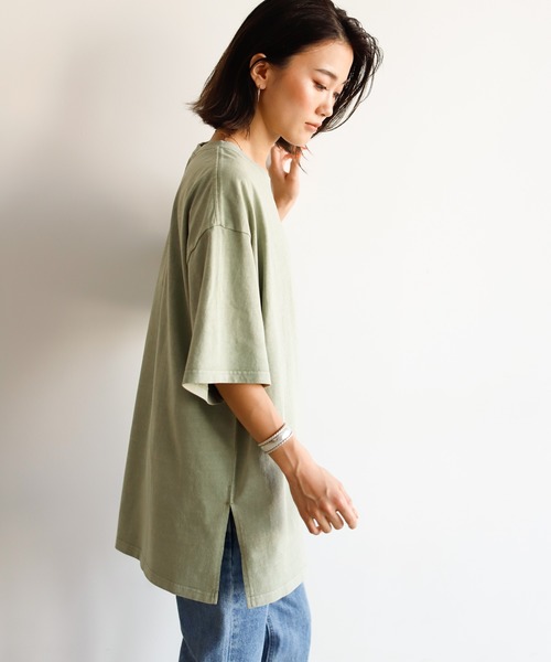 Auntie Rosa Holiday（アンティローザホリデー）の「ウォッシュドへヴィーコットンビッグT（Tシャツ/カットソー・レディース・チャコールグレー/ベージュ/パープル/カーキ/イエロー/グリーン・FREE）」の21枚目の写真