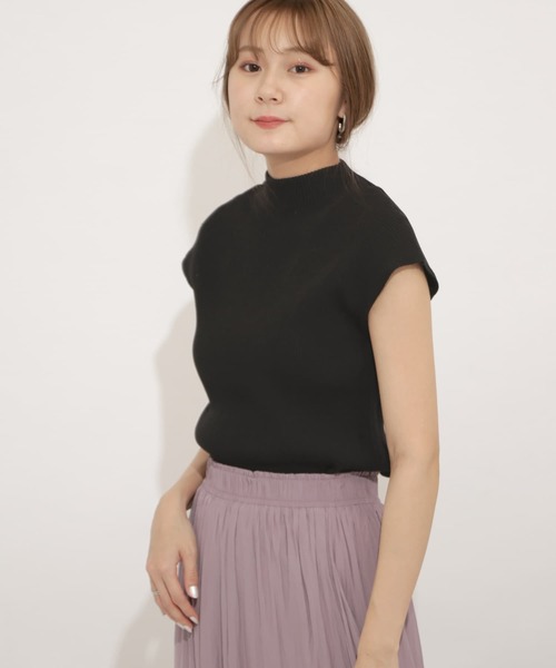 SENSE OF PLACE by URBAN RESEARCH（センスオブプレイスバイアーバンリサーチ）の「モックネックフレンチスリーブセーター（ニット/セーター・レディース・ライトブルー/ブラウン/オフホワイト/イエロー/ライトベージュ/ブラック・FREE）」の3枚目の写真