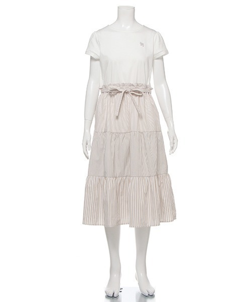 セール ストライプティアードドッキングワンピース ワンピース Pom Ponette Junior ポンポネットジュニア のファッション通販 Zozotown