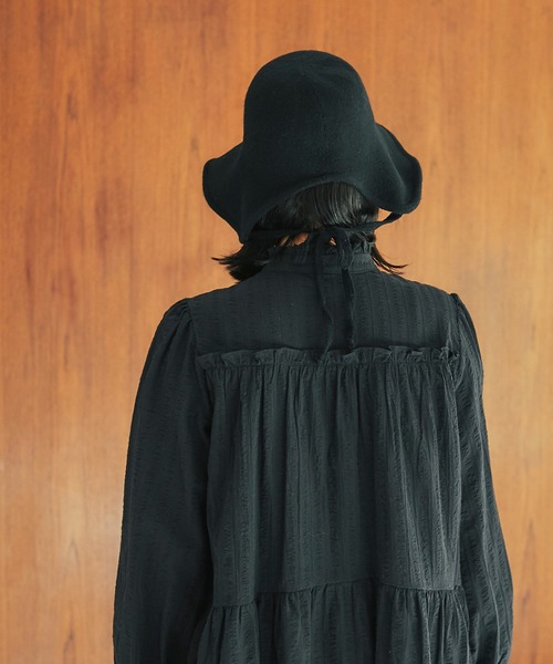 and R（アンドアール）の「バックリボンハット（ハット・レディース・ブラック/オートミール・FREE）」の6枚目の写真