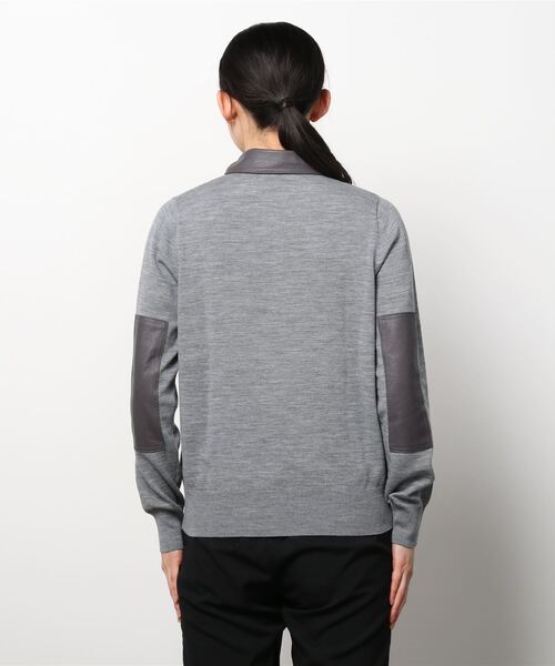 G.V.G.V.（ジーヴィージーヴィー）の「LEATHER PATCH POLO KNIT JUMPER（ニット/セーター・レディース・グレー・ONE SIZE）」の3枚目の写真