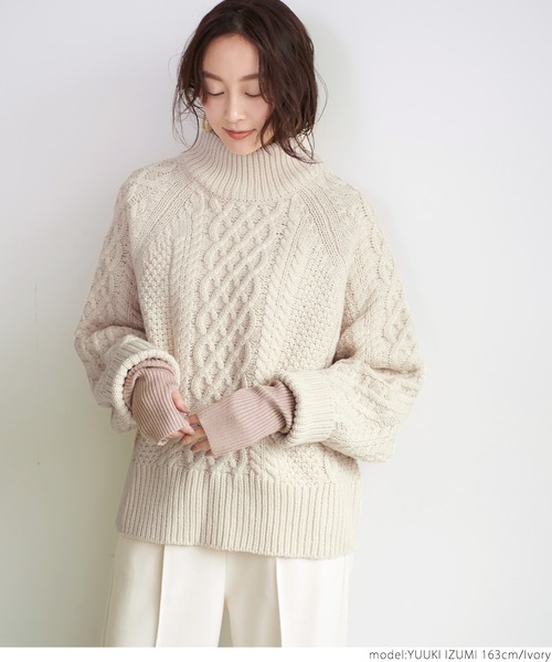 coca（coca）（コカ）の「ドルマンスリーブケーブルニットトップス（ニット/セーター・レディース・アイボリー・ONE SIZE）」の5枚目の写真