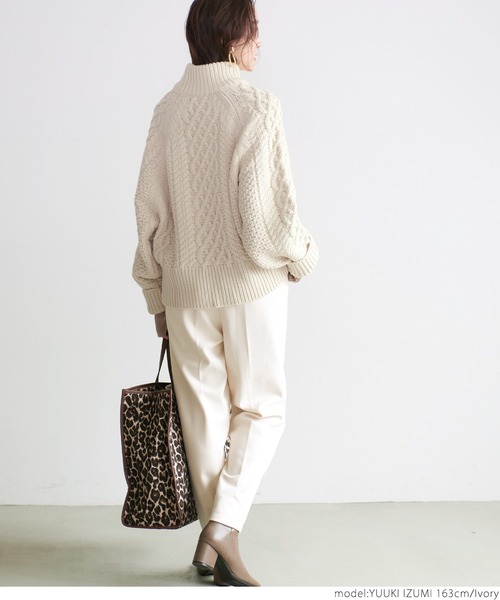 coca（coca）（コカ）の「ドルマンスリーブケーブルニットトップス（ニット/セーター・レディース・アイボリー・ONE SIZE）」の4枚目の写真