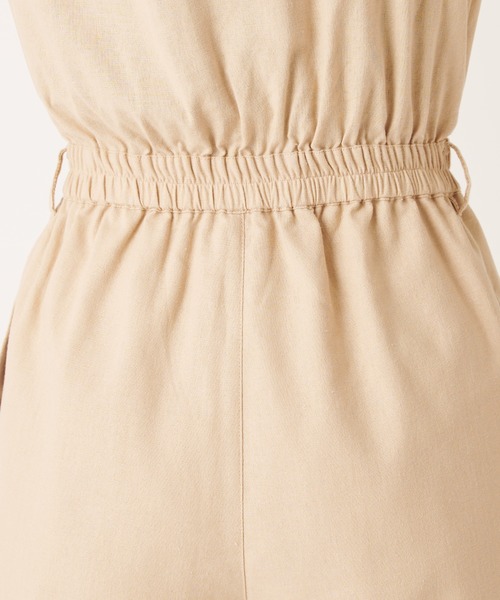 natural coutureナチュラルクチュールオールインワンベージュ カットジョーゼットペプラムサロペット | natural couture