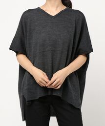 fort point（フォーポイント）の「【C-FORT POINT】Ｖネックニットプルオーバー　ゆったりサイズ/ビッグシルエット　前後差　サイドスリット（ニット/セーター・レディース）」