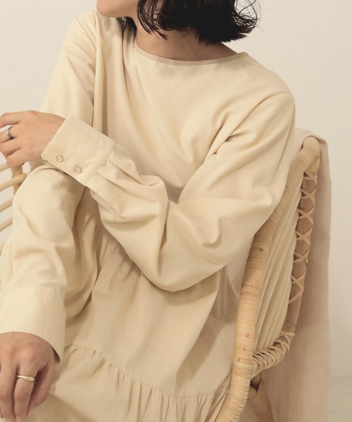 Bab（バブ）の「【WEB限定】前後2WAYコーデュロイティアードロングワンピース（ワンピース・レディース・アイボリー/グレー系その他/キャメル・38）」の9枚目の写真