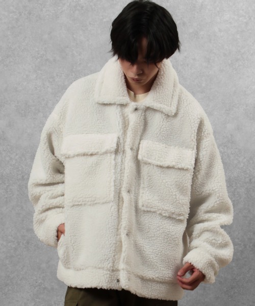 make a ray!（メイク ア レイ！）の「オーバーサイズ シープボア ワイドCPOジャケット/ブルゾン（ブルゾン・メンズ・アイボリー/ベージュ・L/M）」の5枚目の写真