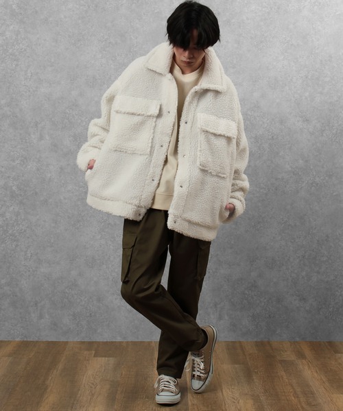 make a ray!（メイク ア レイ！）の「オーバーサイズ シープボア ワイドCPOジャケット/ブルゾン（ブルゾン・メンズ・アイボリー/ベージュ・L/M）」の16枚目の写真