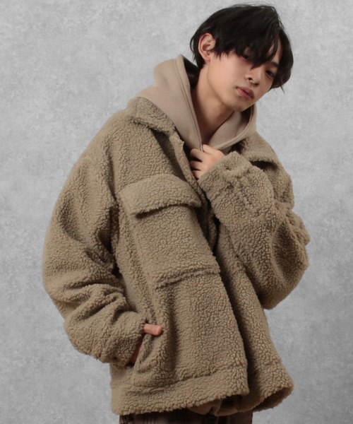 make a ray!（メイク ア レイ！）の「オーバーサイズ シープボア ワイドCPOジャケット/ブルゾン（ブルゾン・メンズ・アイボリー/ベージュ・L/M）」の6枚目の写真