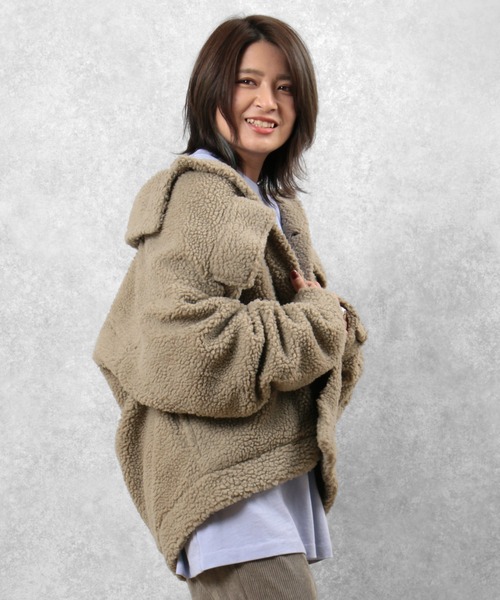 make a ray!（メイク ア レイ！）の「オーバーサイズ シープボア ワイドCPOジャケット/ブルゾン（ブルゾン・メンズ・アイボリー/ベージュ・L/M）」の22枚目の写真