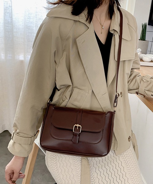 STYLEBLOCK(スタイルブロック)の「PUレザーショルダーバッグ(ショルダーバッグ・レディース・ブラック/ダークブラウン/カーキ/ライトブラウン・FREE)」の1枚目の写真
