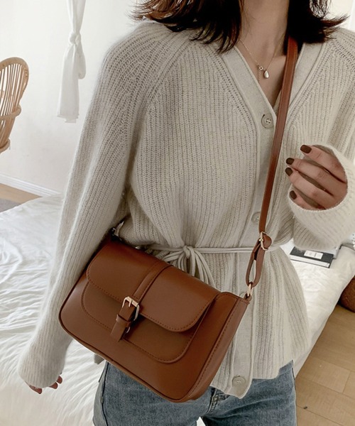 STYLEBLOCK(スタイルブロック)の「PUレザーショルダーバッグ(ショルダーバッグ・レディース・ブラック/ダークブラウン/カーキ/ライトブラウン・FREE)」の3枚目の写真