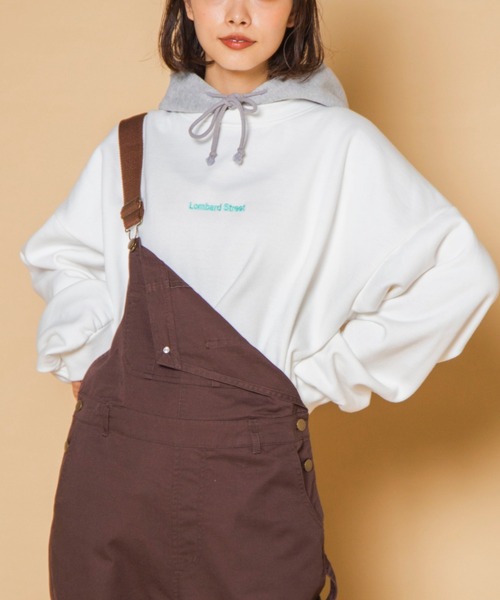 WEGO（ウィゴー）の「WEGO/ヘビーウエイト 刺繍ロゴビッグシルエットスウェットパーカー（パーカー・メンズ・ダークグリーン/ネイビー/オフホワイト・MEDIUM/LARGE）」の2枚目の写真