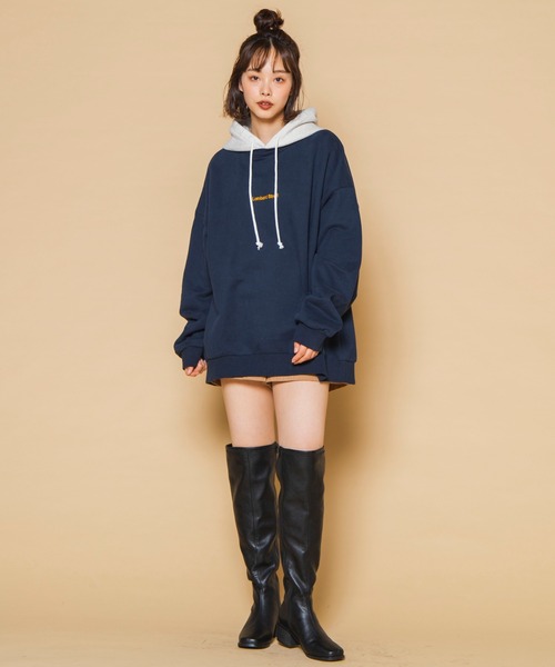 WEGO（ウィゴー）の「WEGO/ヘビーウエイト 刺繍ロゴビッグシルエットスウェットパーカー（パーカー・メンズ・ダークグリーン/ネイビー/オフホワイト・MEDIUM/LARGE）」の22枚目の写真