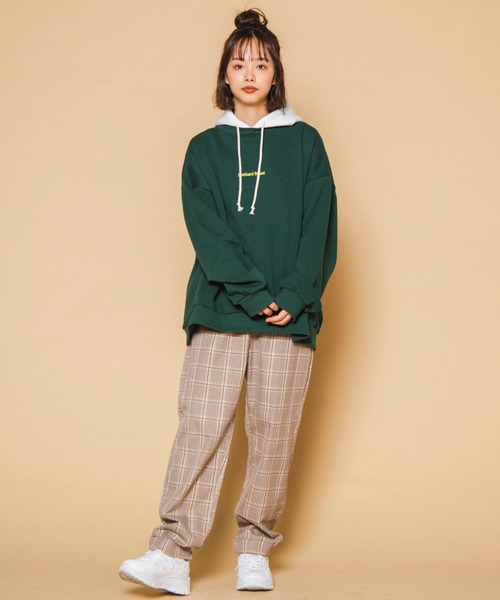 WEGO（ウィゴー）の「WEGO/ヘビーウエイト 刺繍ロゴビッグシルエットスウェットパーカー（パーカー・メンズ・ダークグリーン/ネイビー/オフホワイト・MEDIUM/LARGE）」の18枚目の写真