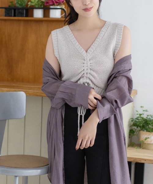 Mysa&Liina(ミーサリーナ)の「2WAYニットビスチェ(ニット/セーター・レディース・ブラック/ベージュ/ブラウン・M)」の2枚目の写真