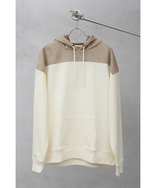 CREARE -LINO-(クレアーレリノ)の「【2021春夏】ポンチスウェード切替 スウェットパーカー (ユニセックス)(パーカー・メンズ・ライトグレー/ミント/グレイッシュベージュ・M/L)」の8枚目の写真