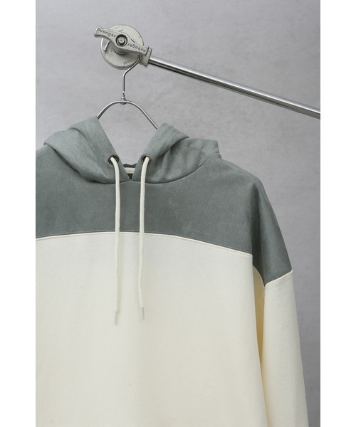CREARE -LINO-(クレアーレリノ)の「【2021春夏】ポンチスウェード切替 スウェットパーカー (ユニセックス)(パーカー・メンズ・ライトグレー/ミント/グレイッシュベージュ・M/L)」の5枚目の写真