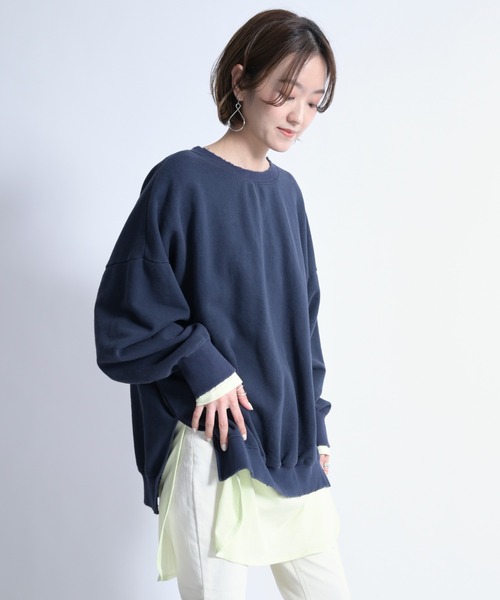 DouDou(ドゥドゥ)の「オゾン加工ダメージスウェット(スウェット・レディース・オフホワイト/チャコールグレー/ライトグレー・FREE)」の6枚目の写真