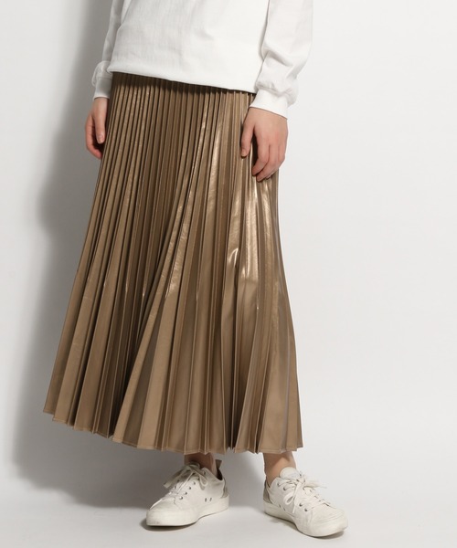 niko and...（ニコアンド）の「シャイニープリーツスカート（スカート・レディース・イエロー/ホワイト・MEDIUM/LARGE）」の2枚目の写真