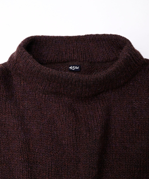 45R☆シェットランドのモックネックポンチョ/杢オリーブ♪ 45R（フォーティファイブアール）の「シェットランドのモックネック