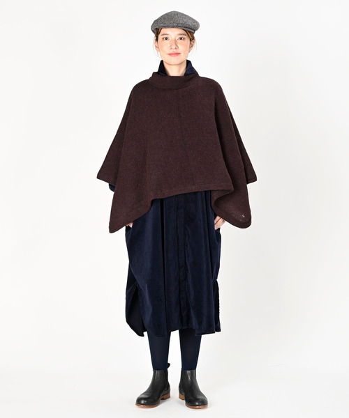 45R☆シェットランドのモックネックポンチョ/杢オリーブ♪ 45R（フォーティファイブアール）の「シェットランドのモックネック