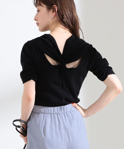 Ray BEAMS（レイビームス）の「Ray BEAMS / バックツイスト ハーフスリーブ Tシャツ（Tシャツ/カットソー・レディース・ブラック/ワイン・ONE SIZE）」の2枚目の写真