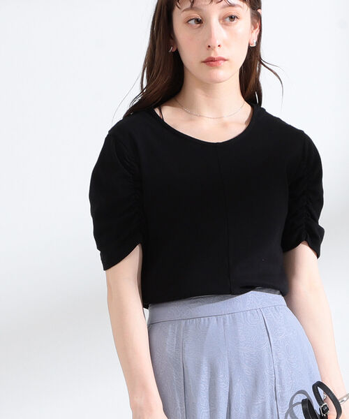 Ray BEAMS（レイビームス）の「Ray BEAMS / バックツイスト ハーフスリーブ Tシャツ（Tシャツ/カットソー・レディース・ブラック/ワイン・ONE SIZE）」の4枚目の写真