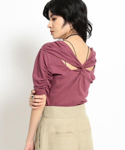 Ray BEAMS（レイビームス）の「Ray BEAMS / バックツイスト ハーフスリーブ Tシャツ（Tシャツ/カットソー・レディース・ブラック/ワイン・ONE SIZE）」の11枚目の写真