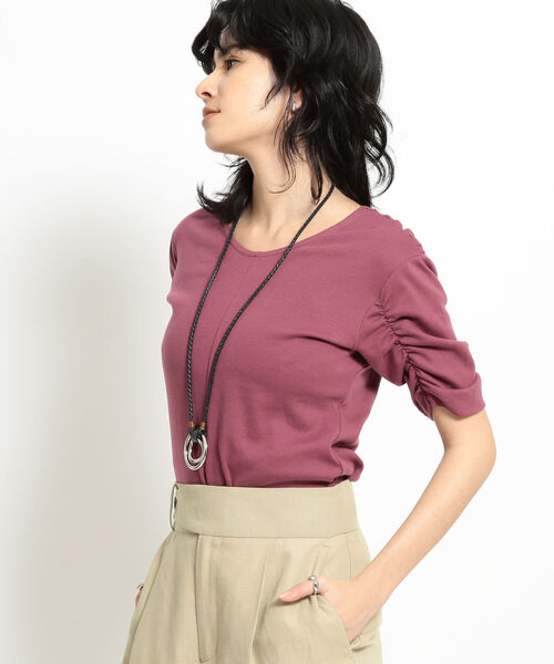 Ray BEAMS（レイビームス）の「Ray BEAMS / バックツイスト ハーフスリーブ Tシャツ（Tシャツ/カットソー・レディース・ブラック/ワイン・ONE SIZE）」の12枚目の写真