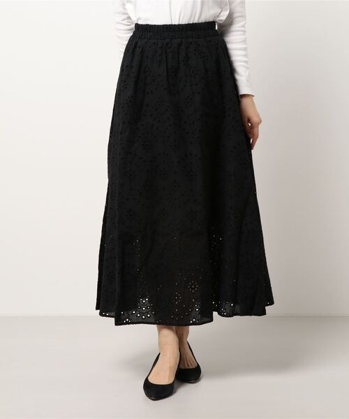 Lugnoncure（ルノンキュール）の「カットワークレースギャザースカート（スカート・レディース・グリーン/ブラック/オフホワイト・ﾌﾘ-）」の6枚目の写真