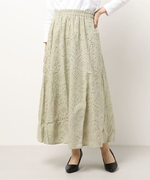 Lugnoncure（ルノンキュール）の「カットワークレースギャザースカート（スカート・レディース・グリーン/ブラック/オフホワイト・ﾌﾘ-）」の7枚目の写真