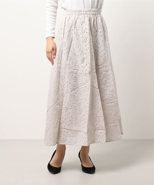 Lugnoncure（ルノンキュール）の「カットワークレースギャザースカート（スカート・レディース・グリーン/ブラック/オフホワイト・ﾌﾘ-）」の8枚目の写真