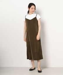 大人シルエット　ロング丈キャミワンピース