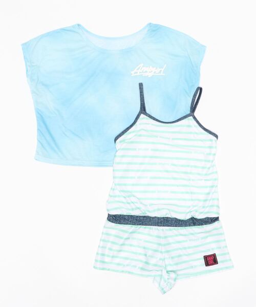キッズコンビネゾンタイプワンピース水着2点セット Girl アナップガール ロンパースタイダイtシャツ付 水着 Anap Girl アナップガール のファッション Anap 水着 着物 浴衣 Anap セール