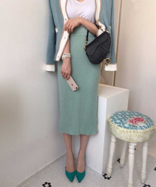 Jasmine Grandiflorum（ジャスミングランディフローラム）の「【Jasmine】バイカラーきれいめニットカーディガン（カーディガン/ボレロ・レディース・ブルー/ピンク/グリーン・FREE）」の12枚目の写真