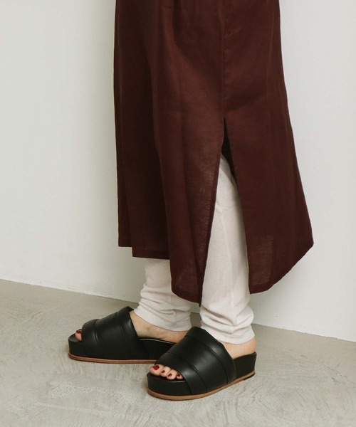 note et silence （ノートエシロンス）の「.シアーフライス　ロングレギンス（レギンス/スパッツ・レディース・ブラック/ホワイト/レモンイエロー/ピンク・FREE）」の2枚目の写真