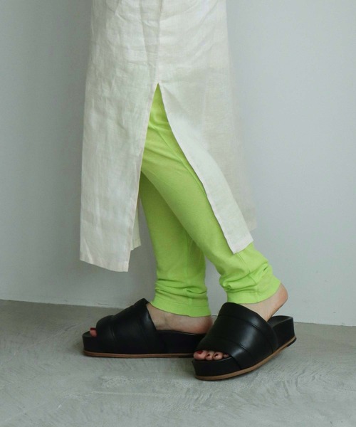 note et silence （ノートエシロンス）の「.シアーフライス　ロングレギンス（レギンス/スパッツ・レディース・ブラック/ホワイト/レモンイエロー/ピンク・FREE）」の4枚目の写真