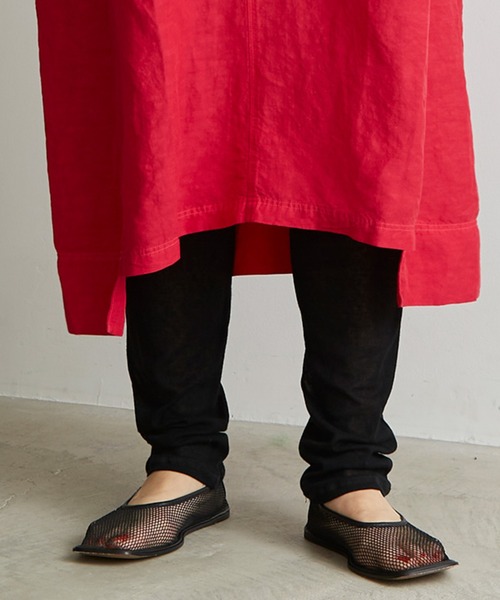 note et silence （ノートエシロンス）の「.シアーフライス　ロングレギンス（レギンス/スパッツ・レディース・ブラック/ホワイト/レモンイエロー/ピンク・FREE）」の3枚目の写真