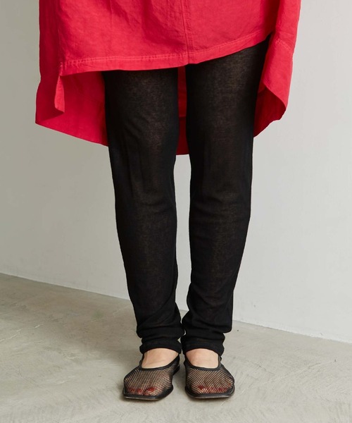 note et silence （ノートエシロンス）の「.シアーフライス　ロングレギンス（レギンス/スパッツ・レディース・ブラック/ホワイト/レモンイエロー/ピンク・FREE）」の8枚目の写真