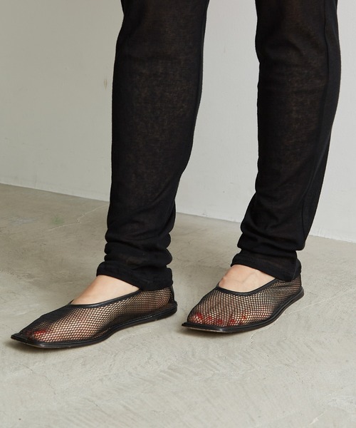 note et silence （ノートエシロンス）の「.シアーフライス　ロングレギンス（レギンス/スパッツ・レディース・ブラック/ホワイト/レモンイエロー/ピンク・FREE）」の9枚目の写真