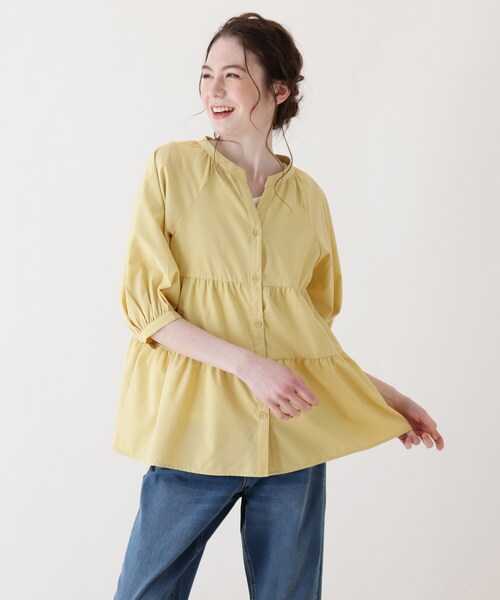 Cutie Blonde(キューティーブロンド)の「◆【S-L/2点セット】ティアードブラウス+インナー(シャツ/ブラウス・レディース・カーキ/マスタード/ナチュラル・01/02/03)」の3枚目の写真