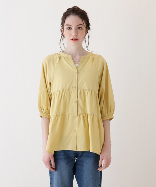 Cutie Blonde(キューティーブロンド)の「◆【S-L/2点セット】ティアードブラウス+インナー(シャツ/ブラウス・レディース・カーキ/マスタード/ナチュラル・01/02/03)」の7枚目の写真