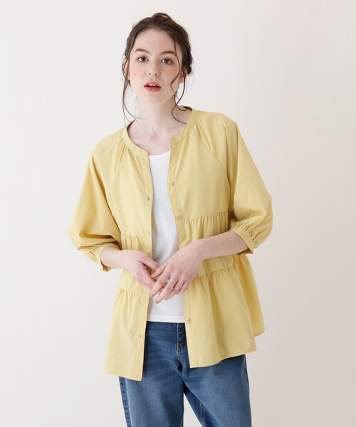 Cutie Blonde(キューティーブロンド)の「◆【S-L/2点セット】ティアードブラウス+インナー(シャツ/ブラウス・レディース・カーキ/マスタード/ナチュラル・01/02/03)」の6枚目の写真