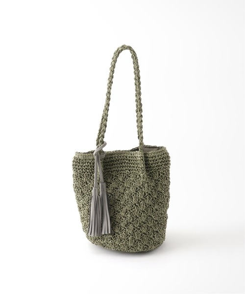 JOURNAL STANDARD relume（ジャーナルスタンダード　レリューム）の「●RELUME ペーパーフリンジバッグ◆（かごバッグ・レディース・カーキ/ナチュラル/ネイビー/オレンジ・FREE）」の6枚目の写真